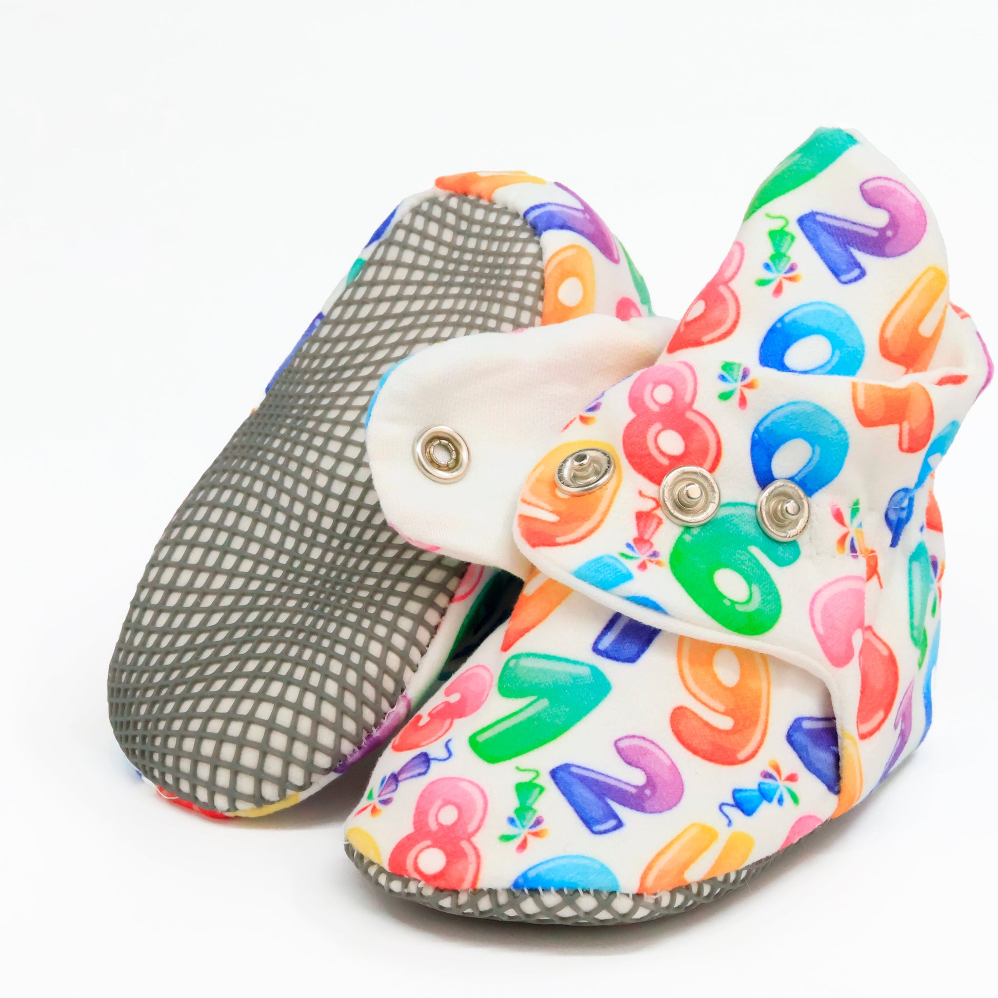 Organic Cotton Baby Booties, Non-Slip Sole, Cotton Newborn Booties Home Nursery Shoes, Numbers Ella Bonna Baby