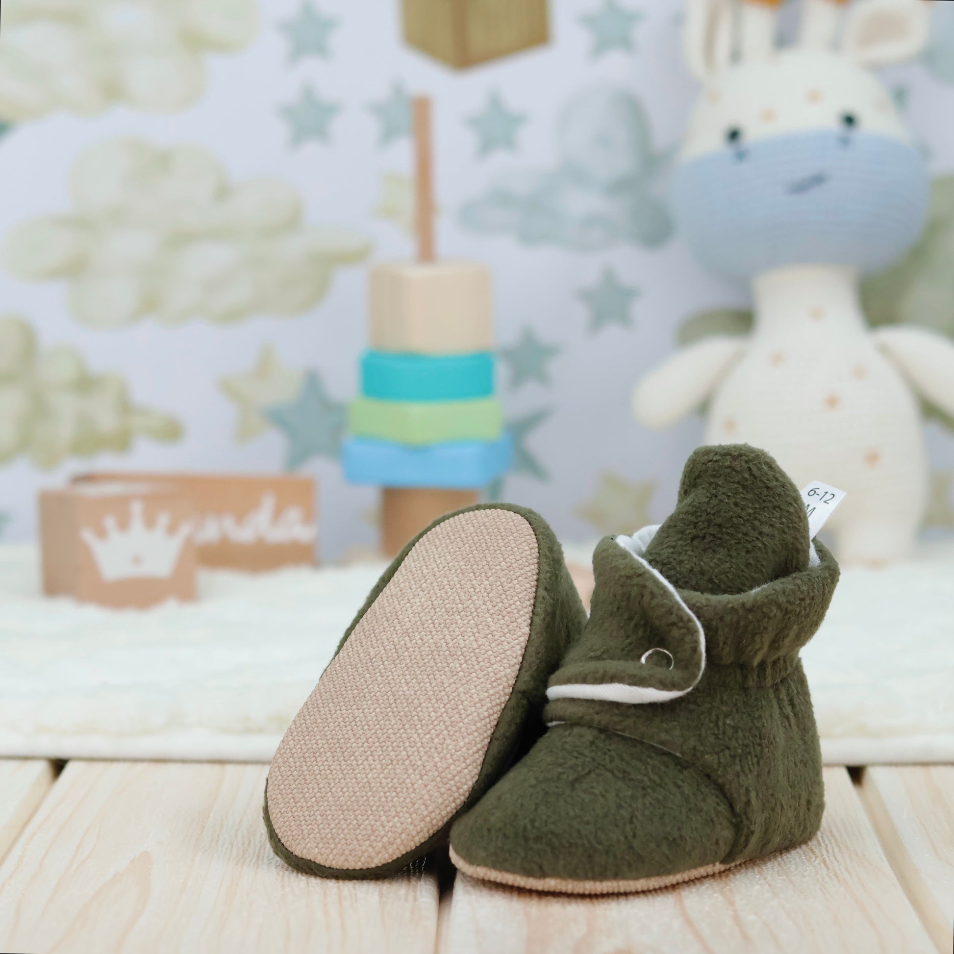 Organic Baby Booties, Newborn Booties Basic, Khaki Ella Bonna Baby