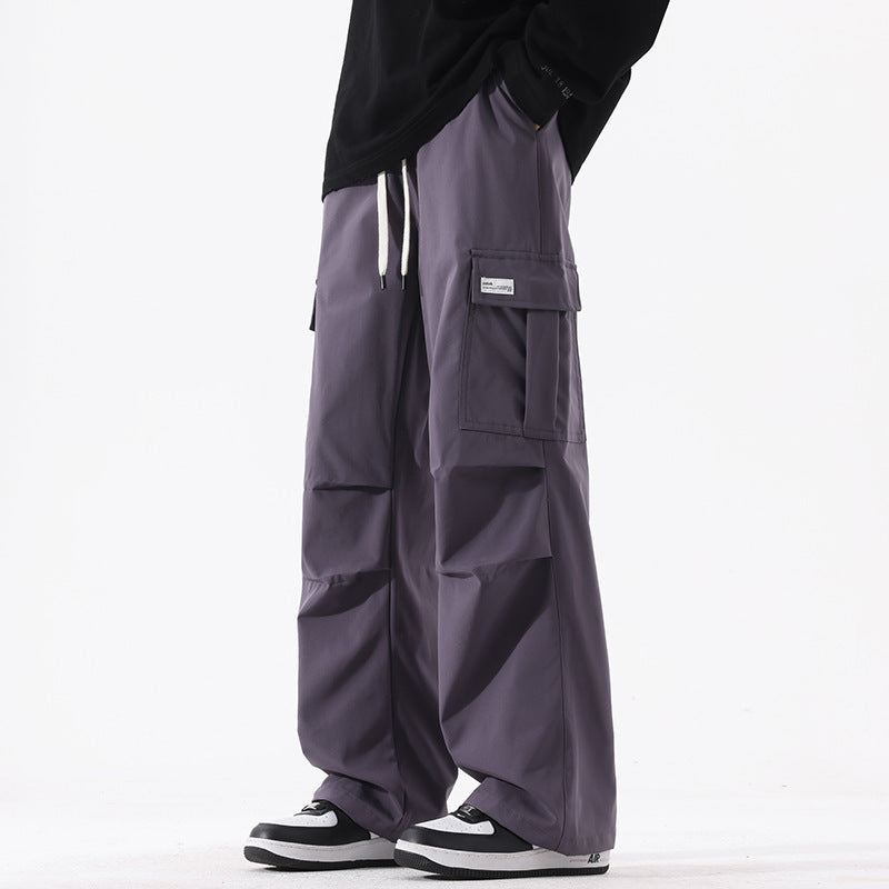 Couple American Retro High Street Fashionable Pleated Straight Cargo Pants Drip Haven