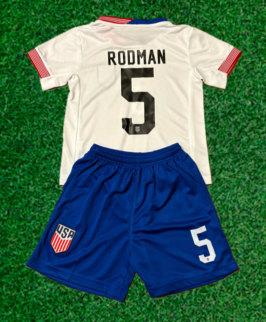 Trinity Rodman Home White Kids Soccer Jersey -All Kid Sizing CustomKiddos.com