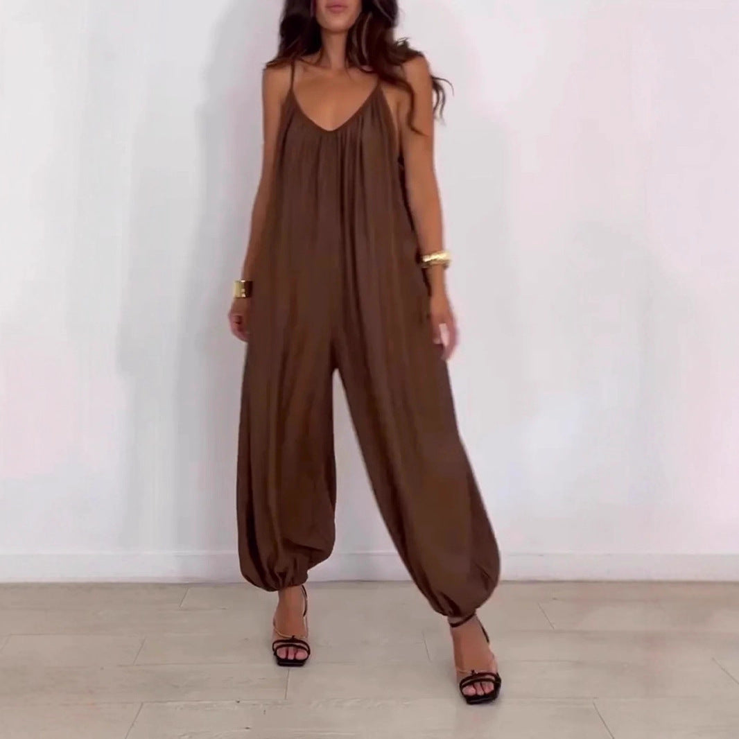 Loose Casual Solid Color Hollow-out Camisole Women's Jumpsuit Drip Haven