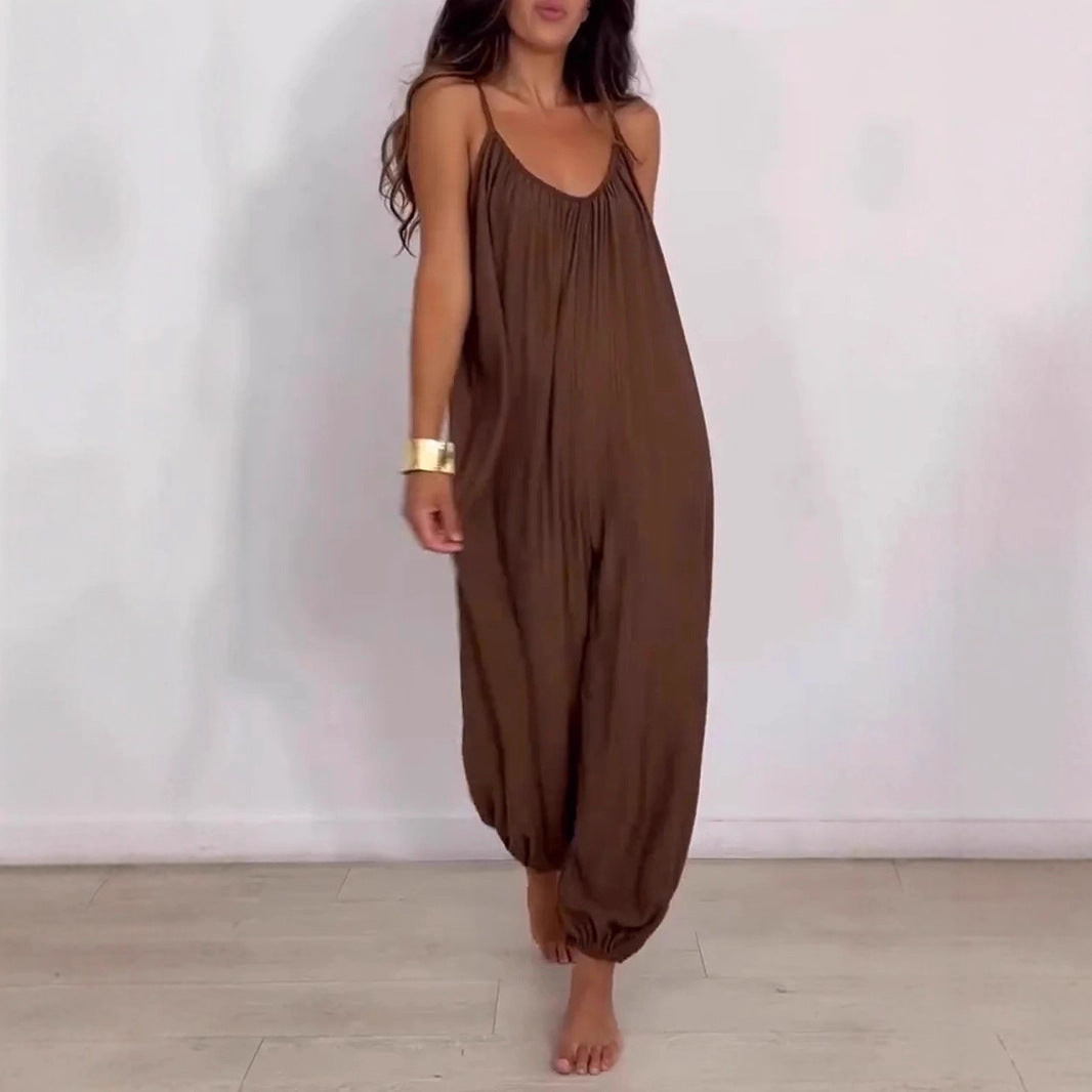 Loose Casual Solid Color Hollow-out Camisole Women's Jumpsuit Drip Haven