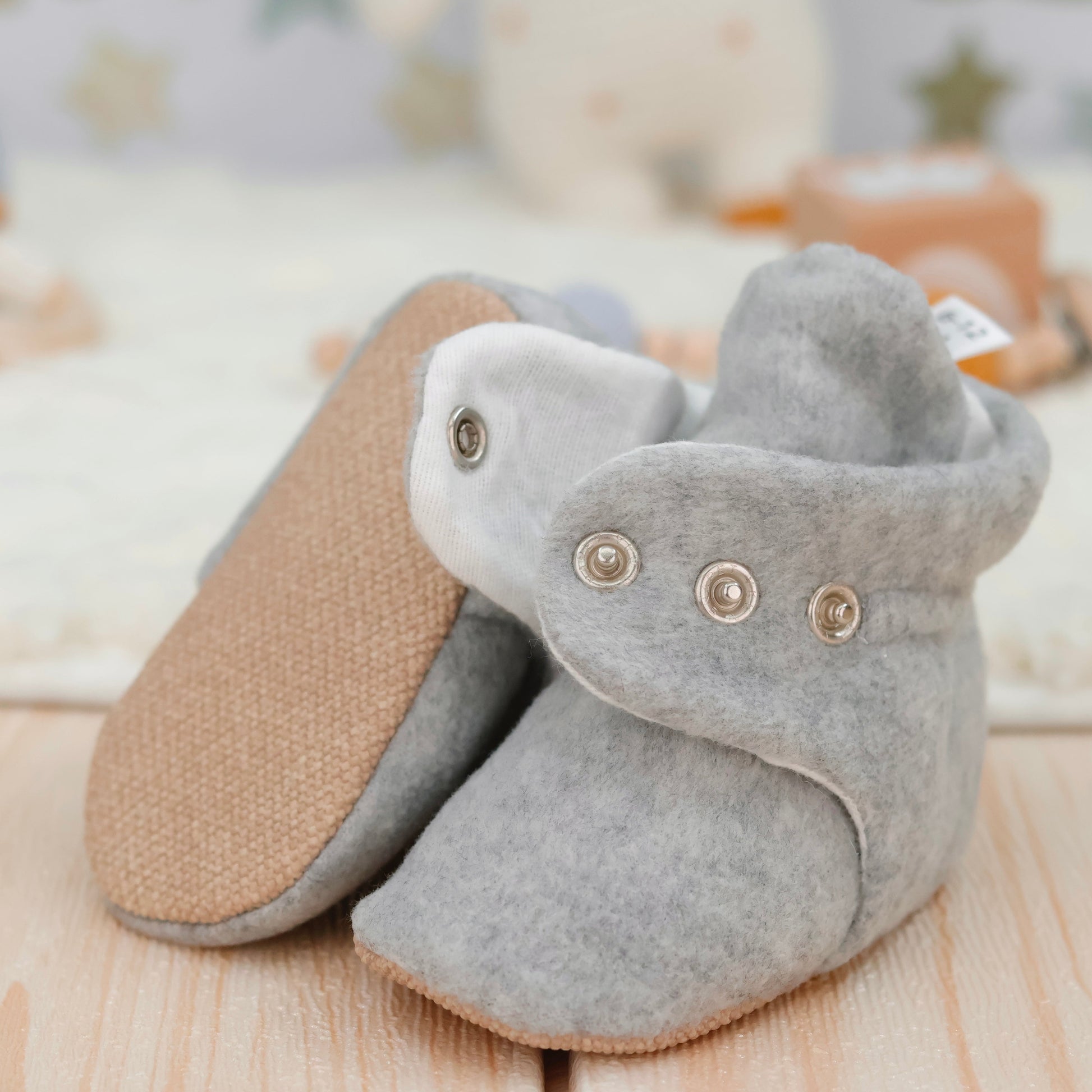 Organic Baby Booties, Newborn Booties Basic, Gray Ella Bonna Baby