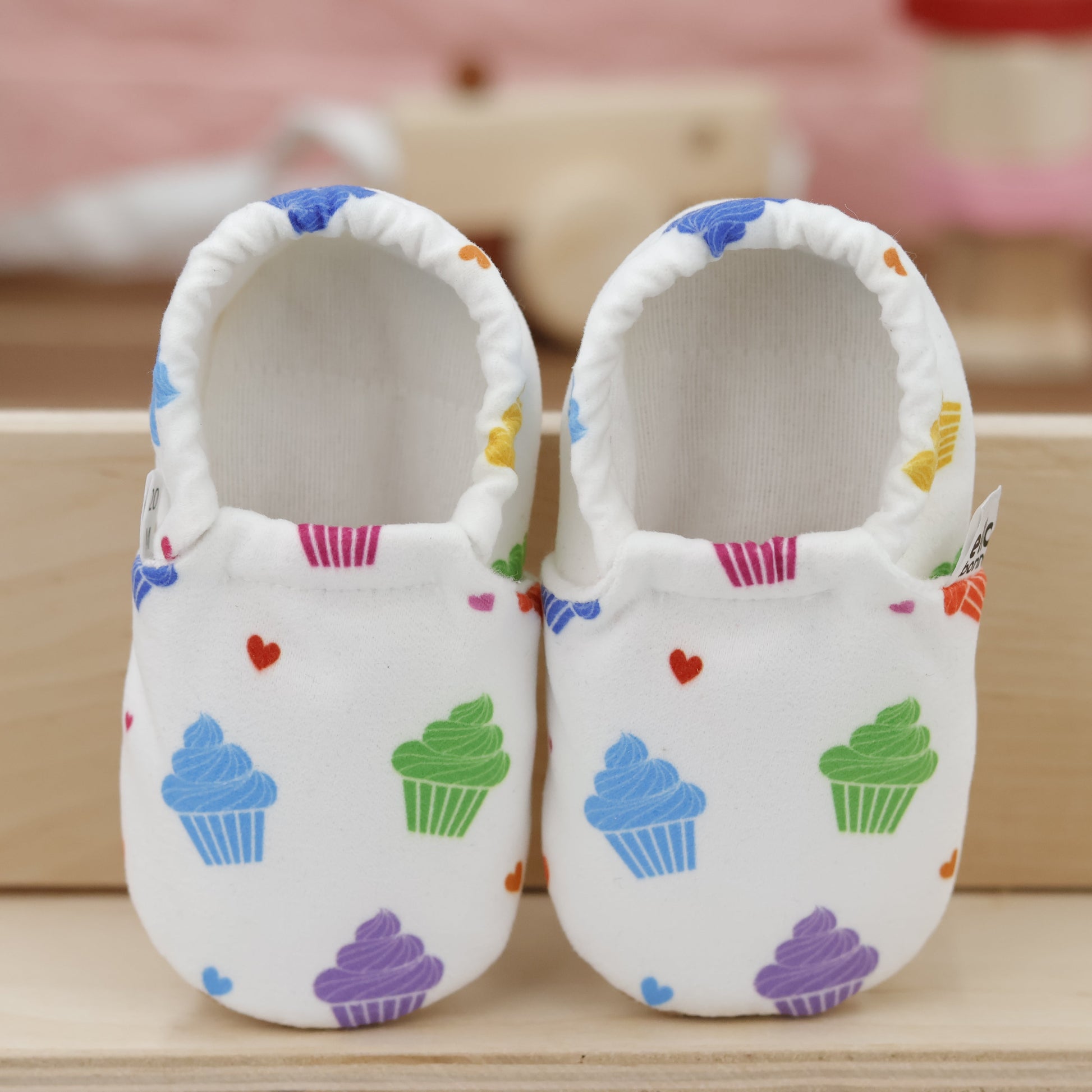 Ella Bonna Non-Slip Sole Cupcake Patterned Baby Booties, Home Boot Slippers Nursery Shoes Ella Bonna Baby