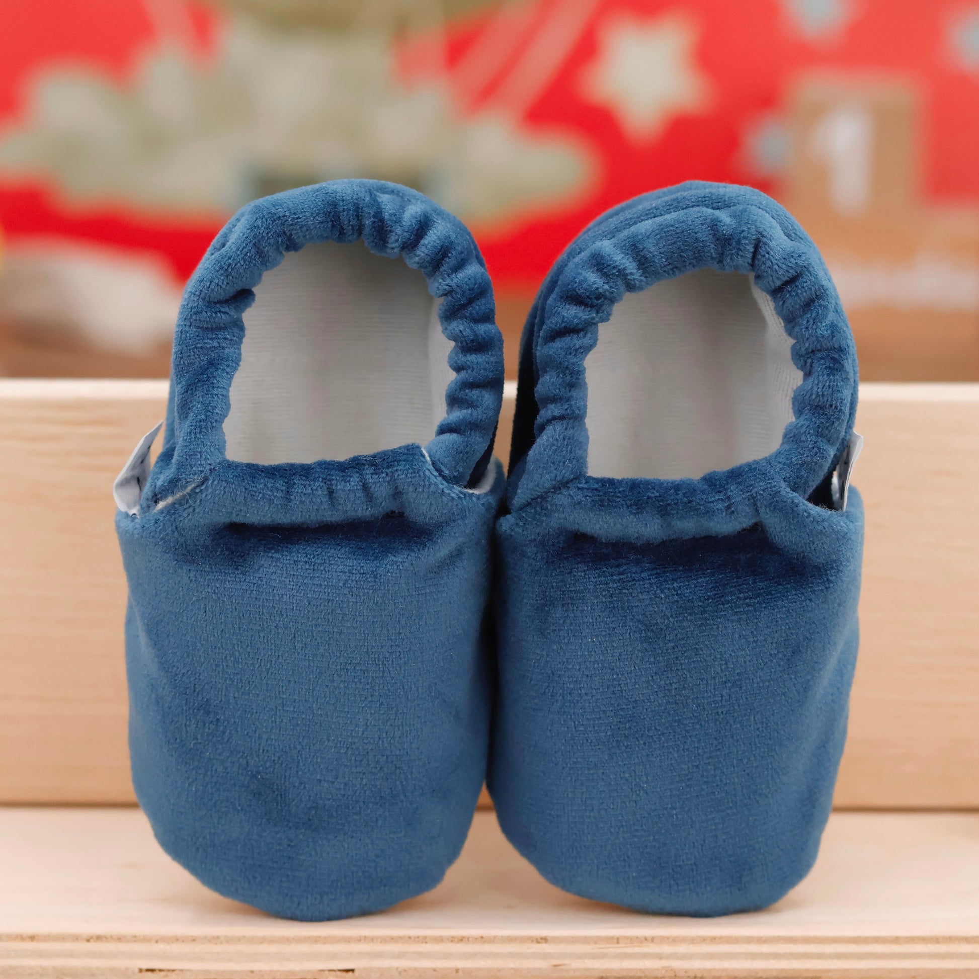 Organic Cotton Velvet Home Nursery Moccasin Shoes, Darkblue Ella Bonna Baby