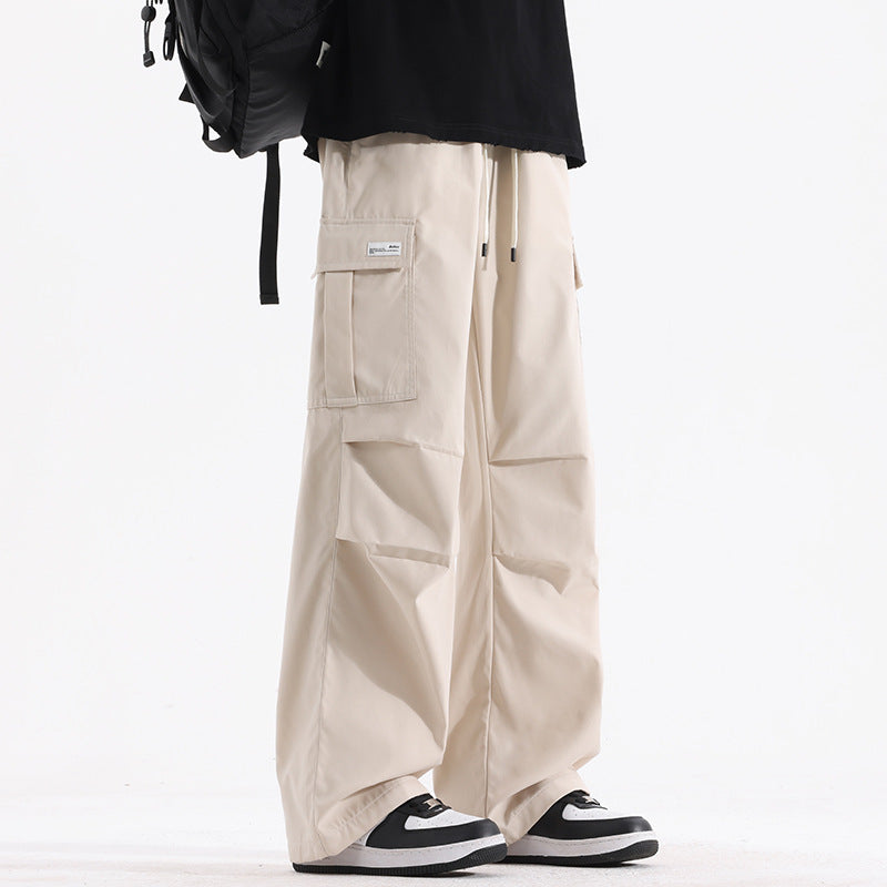Couple American Retro High Street Fashionable Pleated Straight Cargo Pants Drip Haven