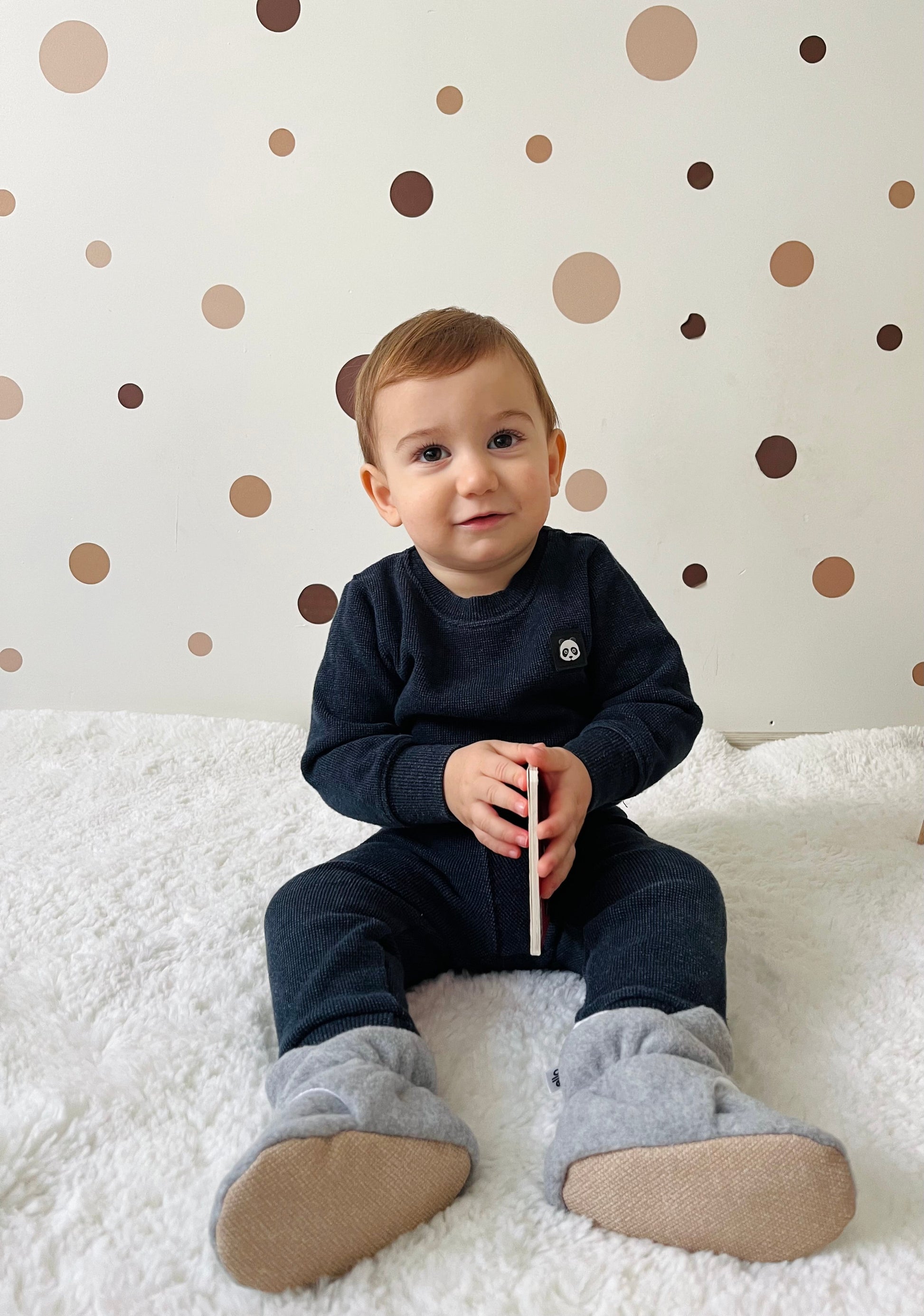 Organic Baby Booties, Newborn Booties Basic, Gray Ella Bonna Baby
