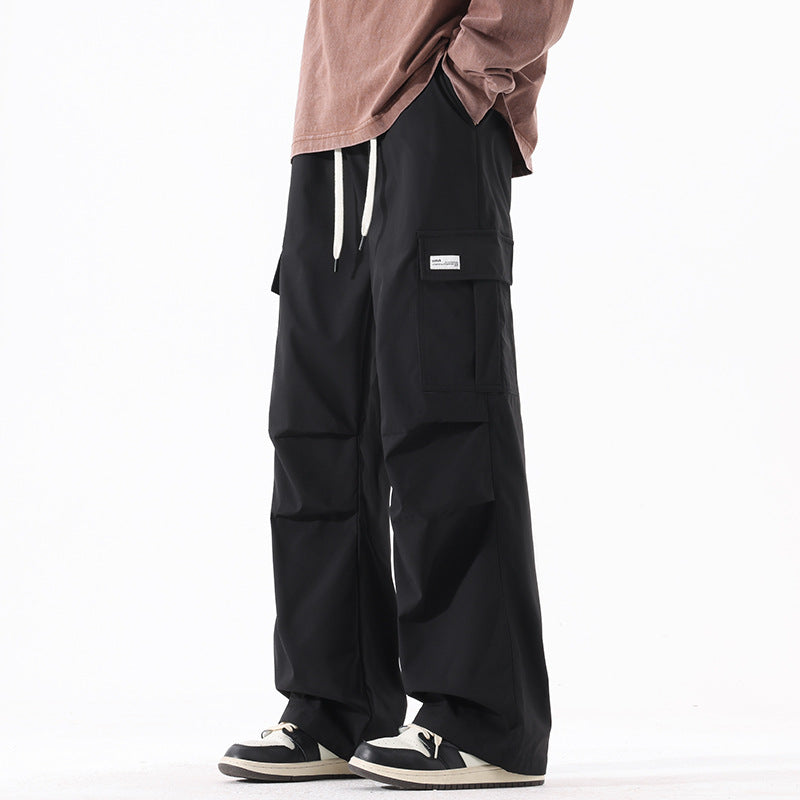 Couple American Retro High Street Fashionable Pleated Straight Cargo Pants Drip Haven