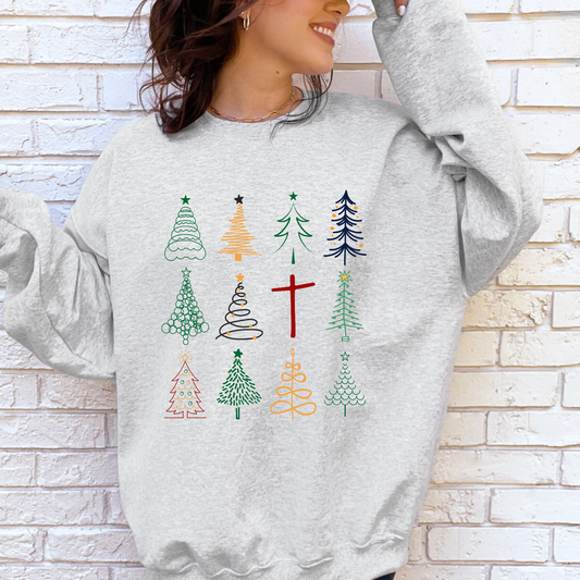 Christmas Tree and Cross Sweatshirt Pebble’s Printables