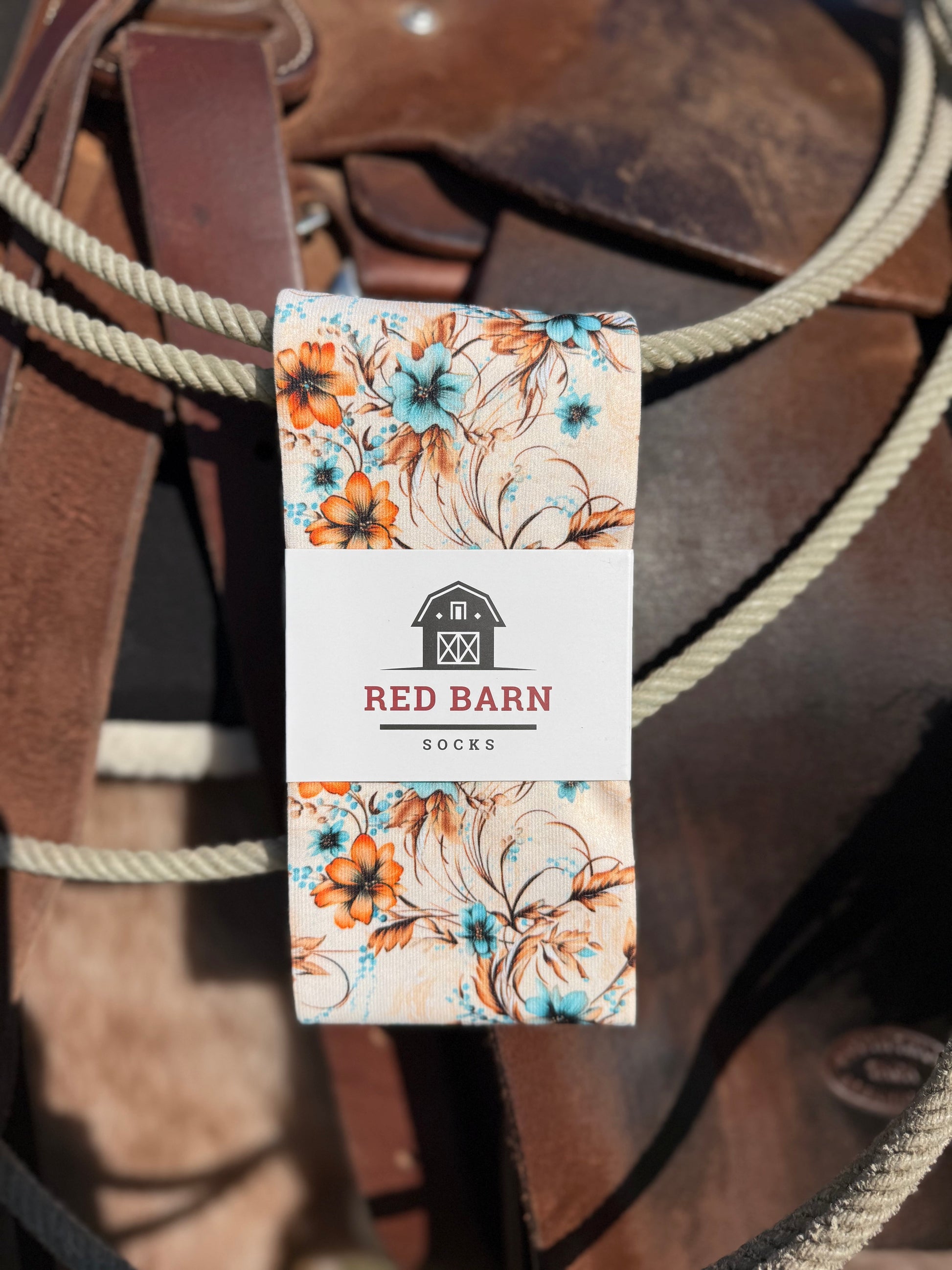 Cowgirl Blossoms Red Barn Socks