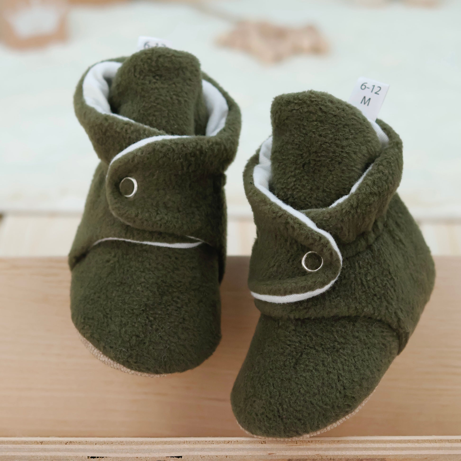 Organic Baby Booties, Newborn Booties Basic, Khaki Ella Bonna Baby