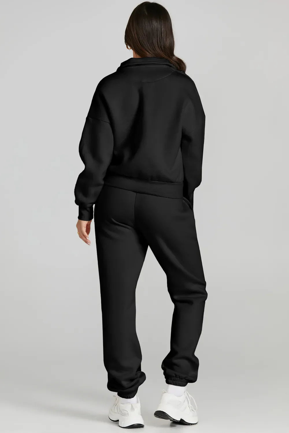Quarter Zip Top and Drawstring Pants Active Set THRIXINE