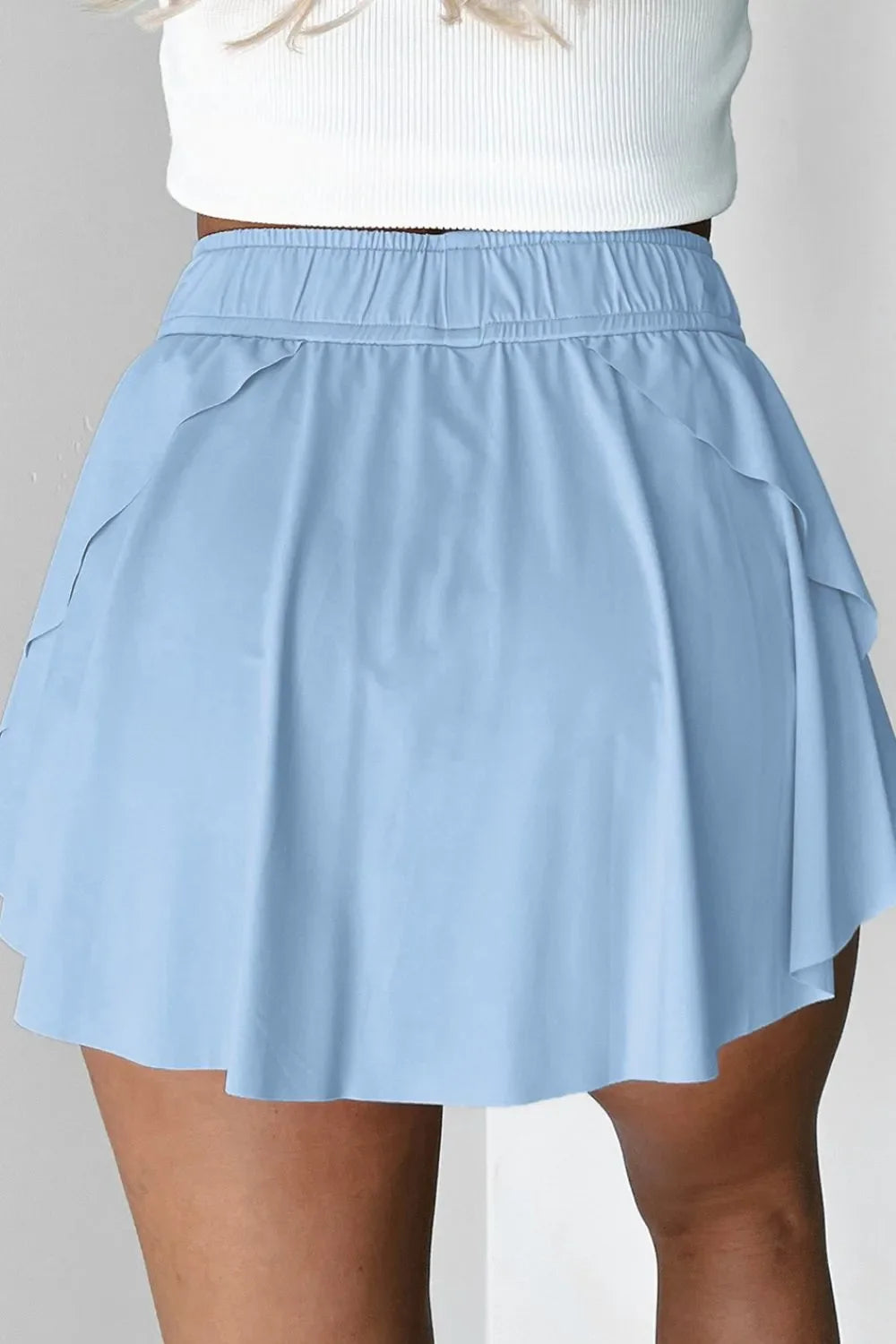 Drawstring High Waist Lined Active Skorts THRIXINE