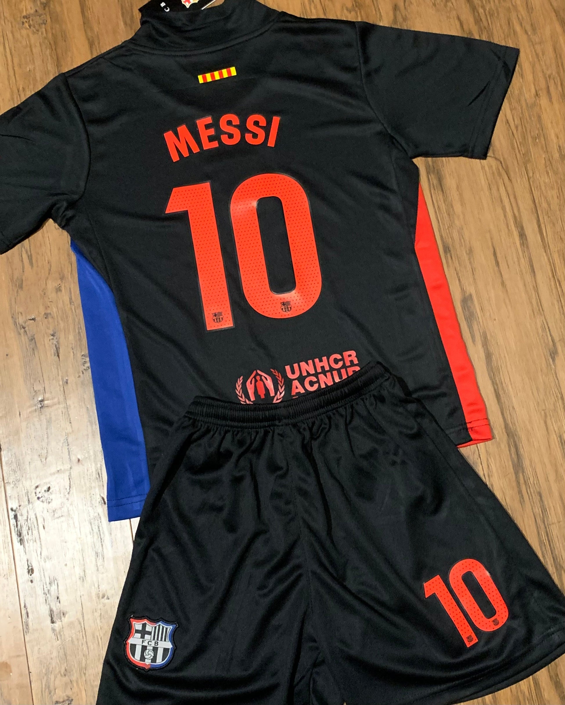 Lionel Messi Away Black Barcelona Soccer Jersey Kids Toddler & Youth Sizes CustomKiddos.com