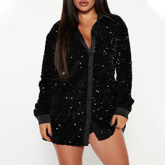 Women's Fashionable Sequins Long-sleeved Coat Drip Haven
