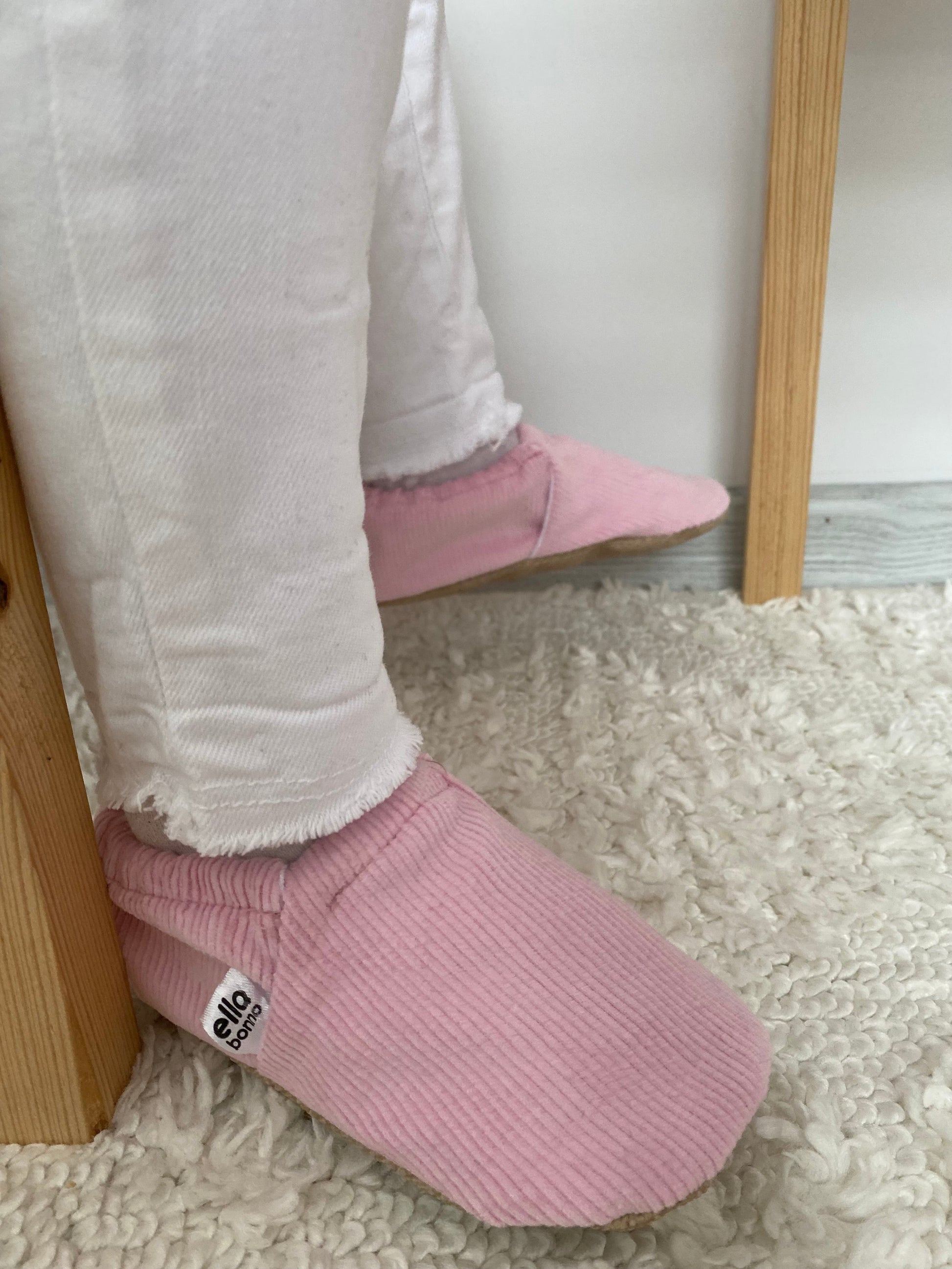 Organic Cotton Corduroy Home Nursery Moccasin Shoes , Pink Ella Bonna Baby