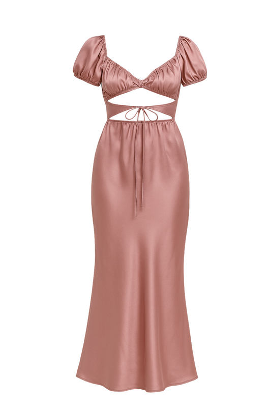 Romance in Rome Satin Dress Luxe and Allure