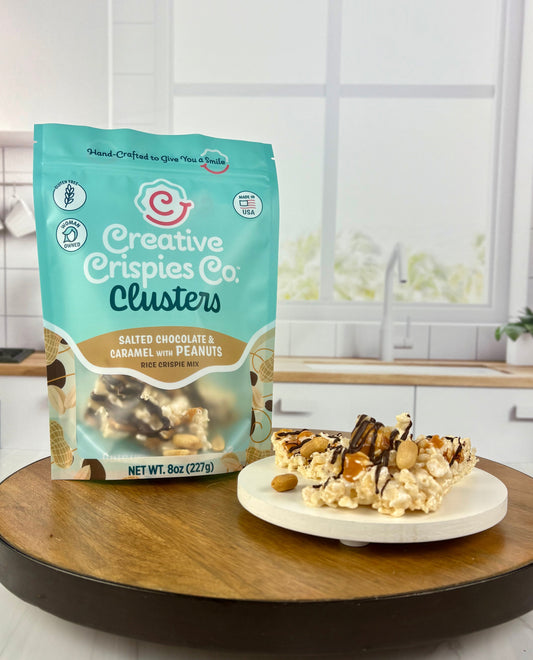 "Clusters" Original w Peanuts Dark Chocolate, Caramel, Peanuts, & Sea Salt Crispie Mix Clusters Creative Crispies Co.