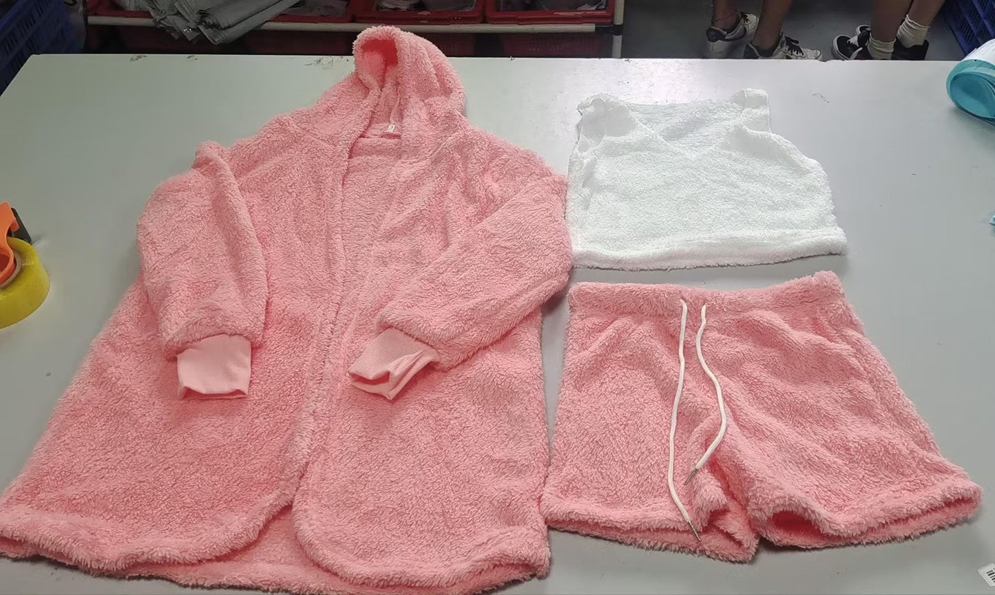 3pcs Womens Clothing Long Sleeve Crop Tank Top And Drawstring Shorts Pajama Set Drip Haven