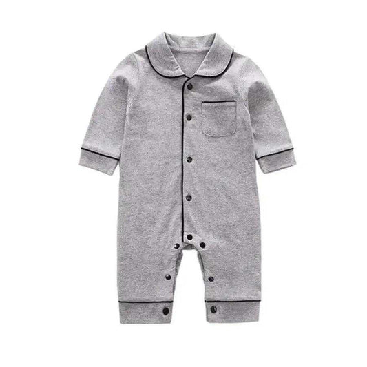 Baby Boy Cotton Pajamas In Soft Gray By Hushies