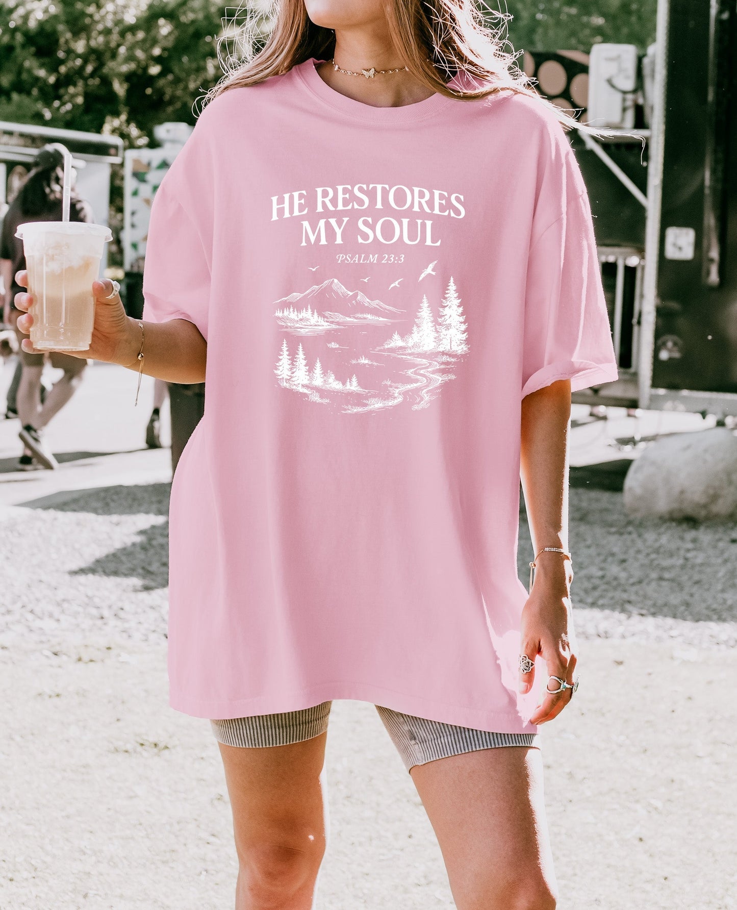 He restores my Soul Psalm Bible Christian Comfort Colors Garment Dyed T Shirt Verita Culture