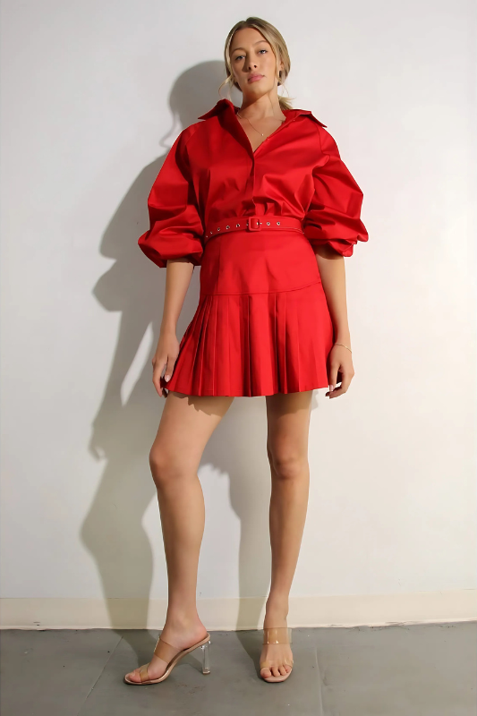 Passion in Paris Bubble Sleeve Skirt Set Luxe and Allure