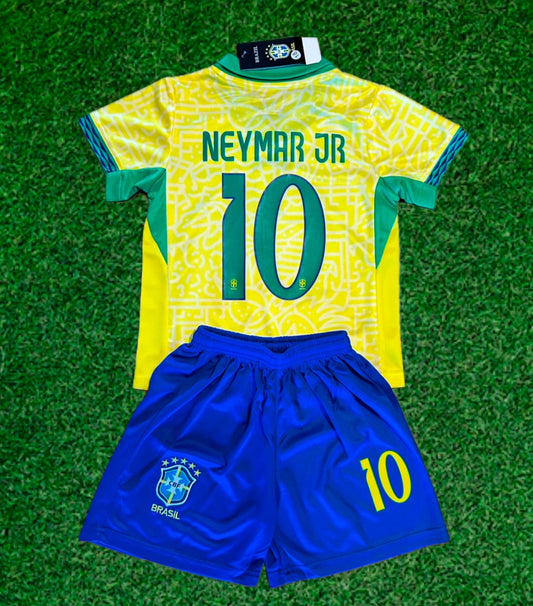 Neymar Jr Brazil Kids Soccer Jersey Set Football Youth Toddler Sizes CustomKiddos.com
