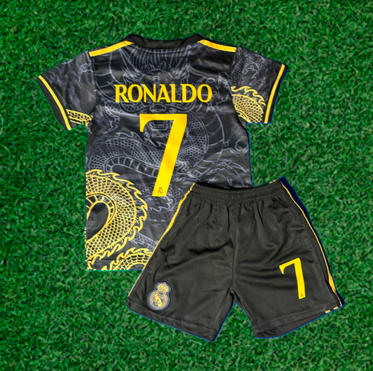 Ronaldo 7 Dragon Edition Real Madrid Exclusive 3rd Soccer Jersey Toddler/Youth Kids Kit CustomKiddos.com