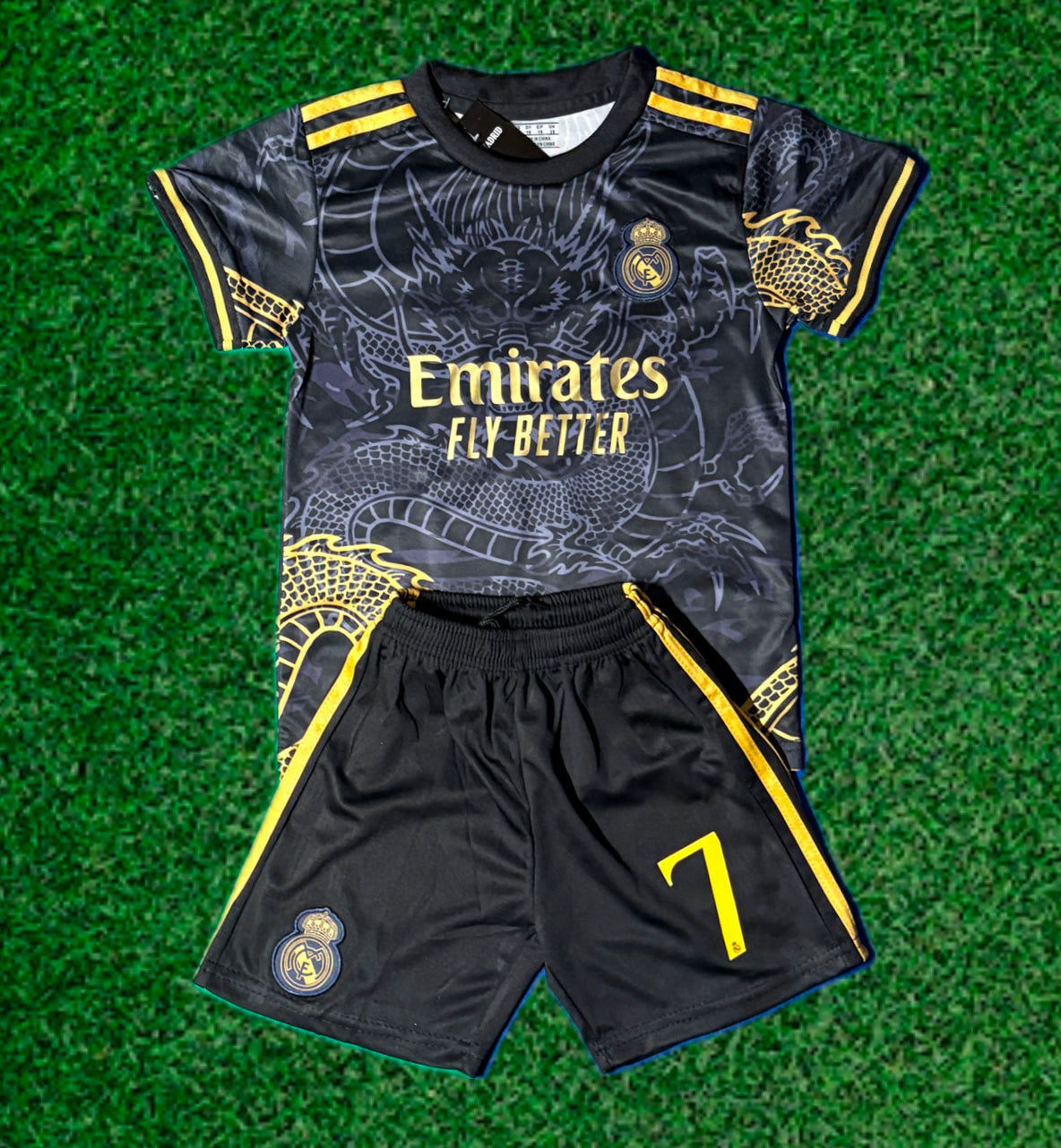 Ronaldo 7 Dragon Edition Real Madrid Exclusive 3rd Soccer Jersey Toddler/Youth Kids Kit CustomKiddos.com