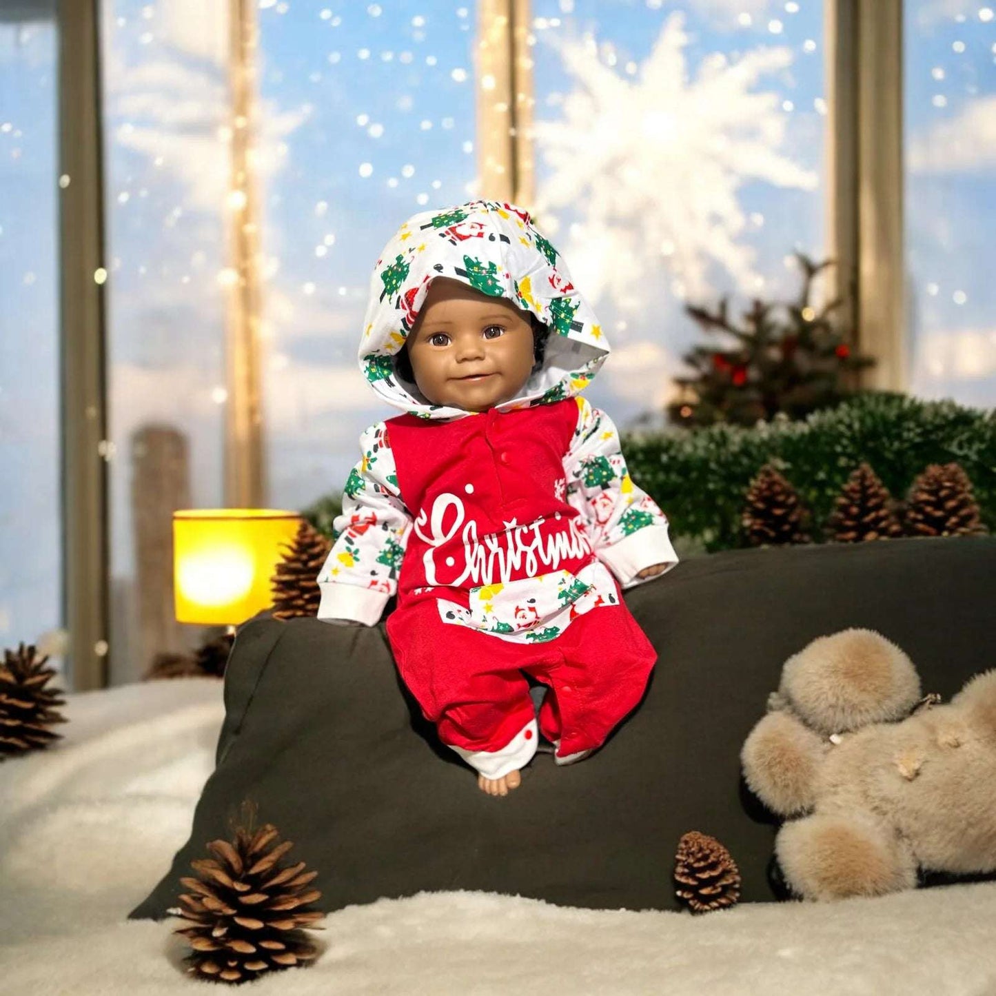Cozy Gender Neutral Baby Christmas Jumpsuit, Festive & Soft