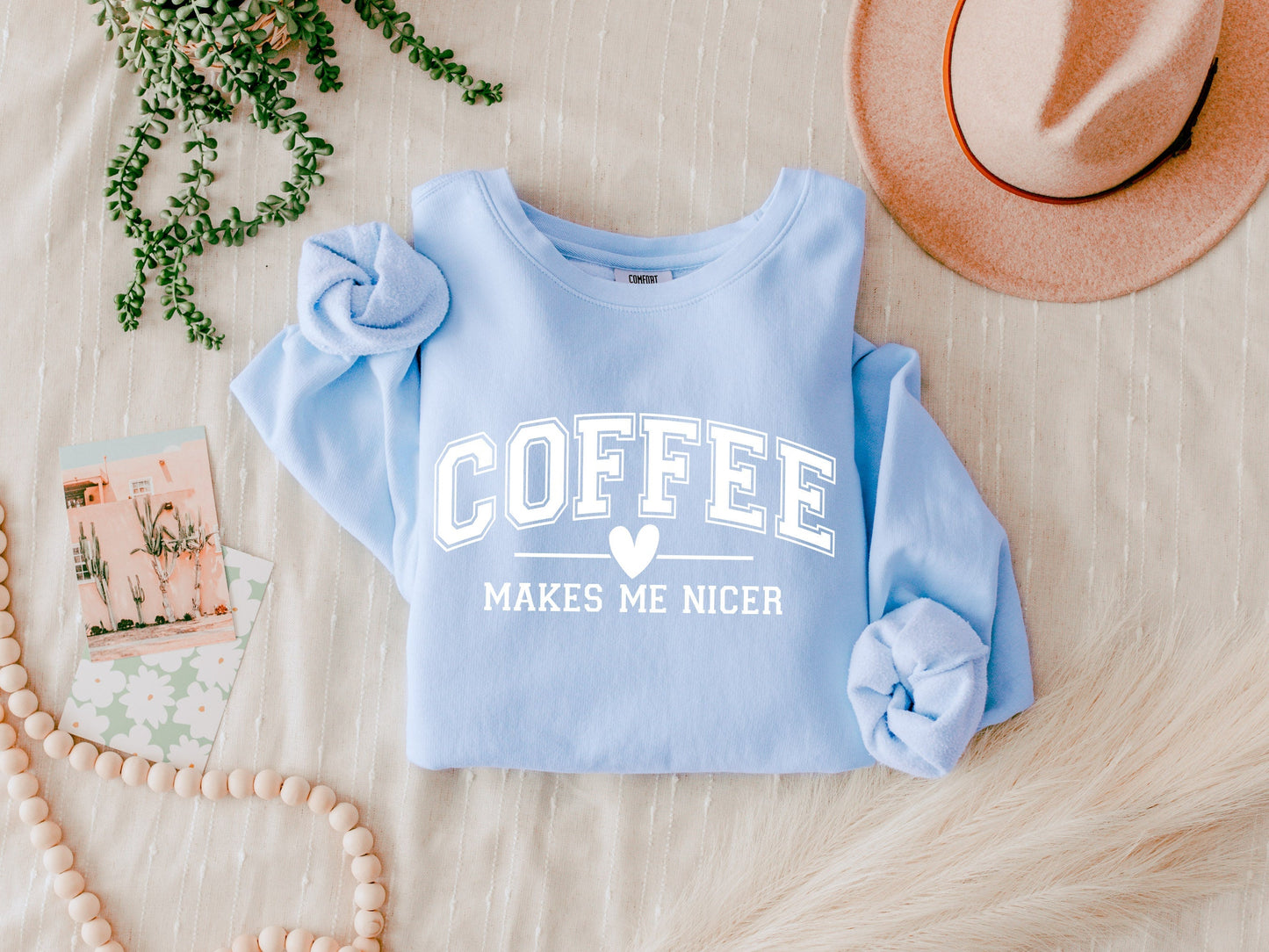 Coffee makes me nicer Garment Dyed Comfort Colors Sweatshirt Verita Culture