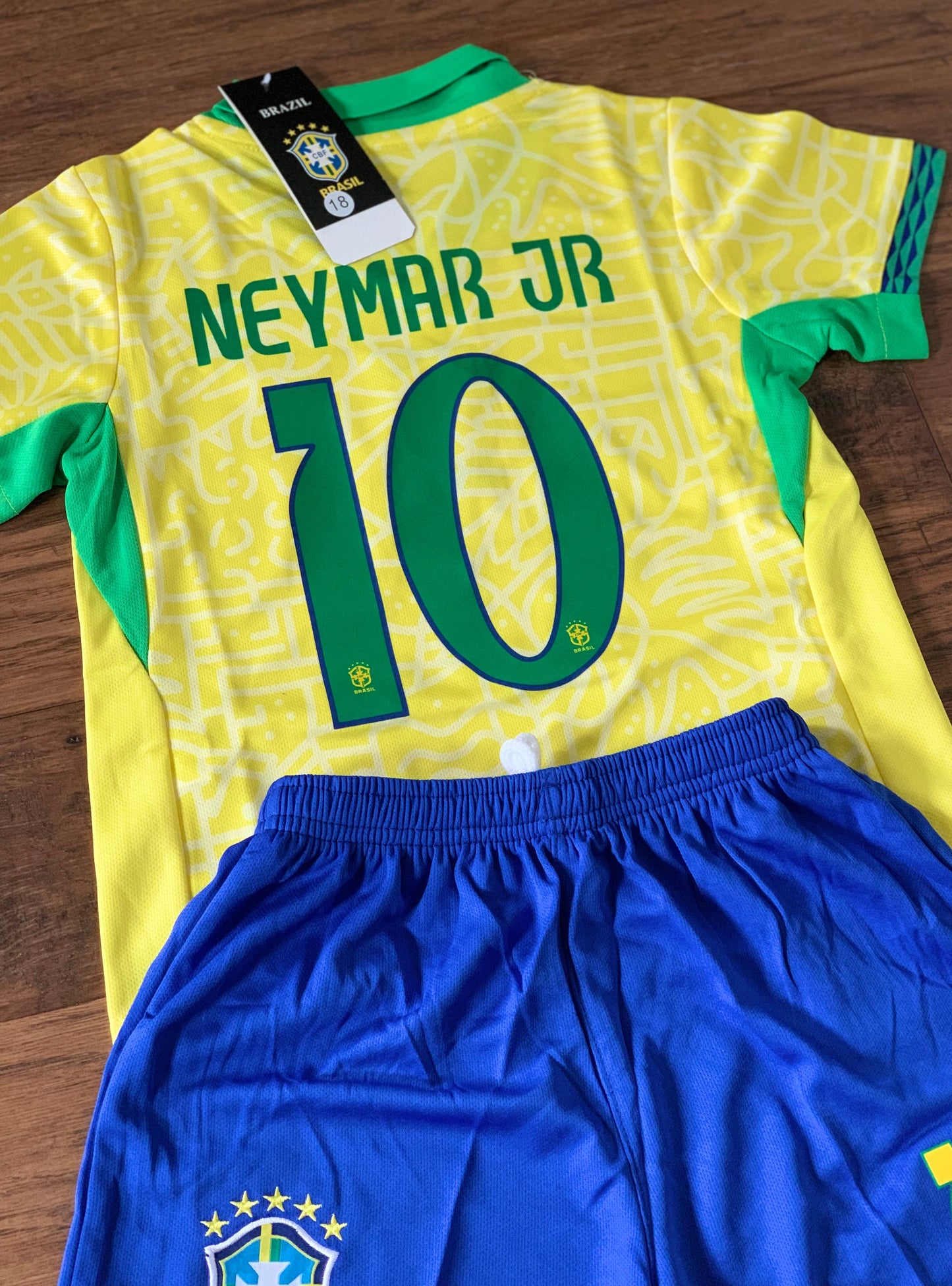 Neymar Jr Brazil Kids Soccer Jersey Set Football Youth Toddler Sizes CustomKiddos.com
