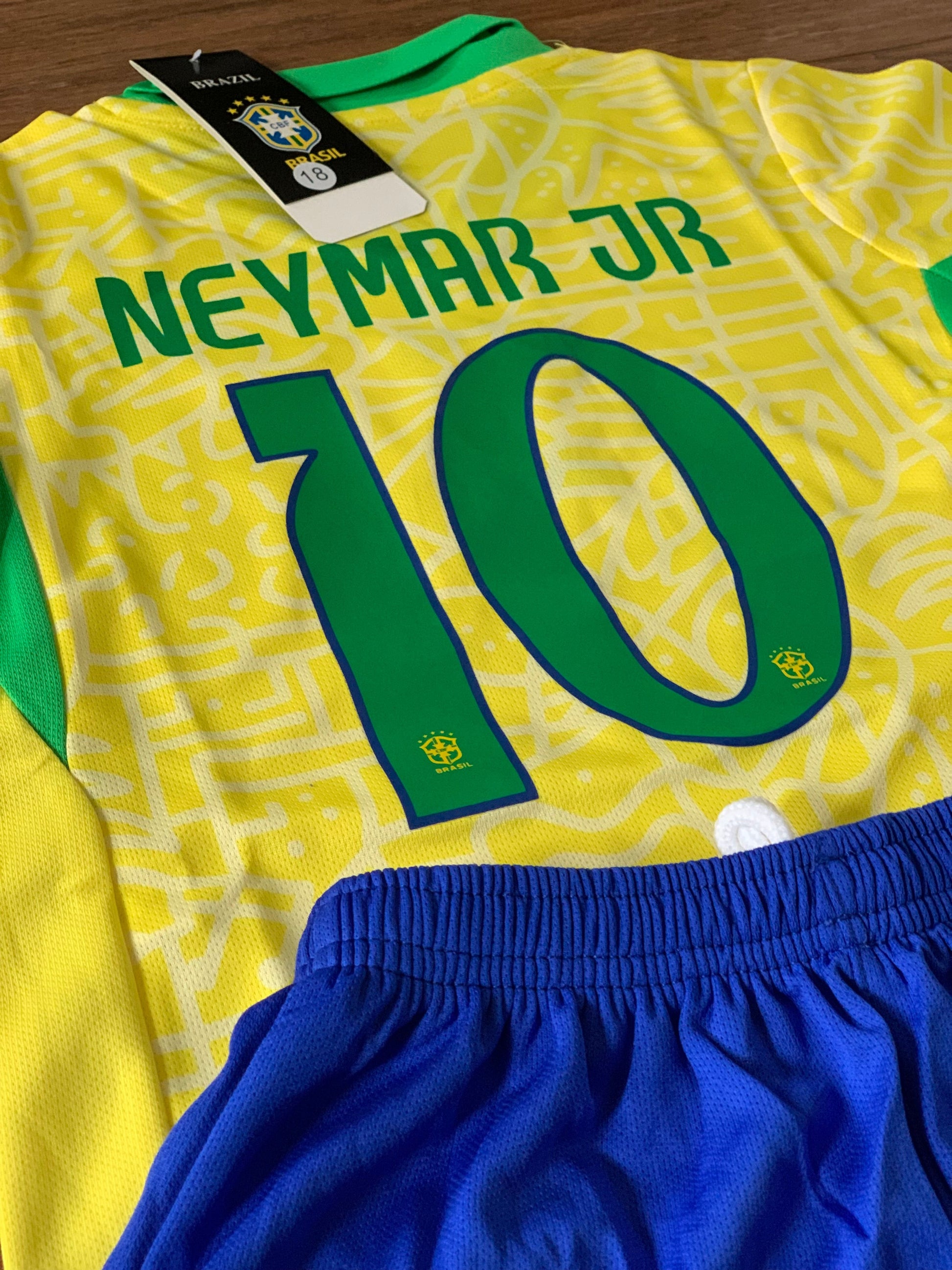 Neymar Jr Brazil Kids Soccer Jersey Set Football Youth Toddler Sizes CustomKiddos.com