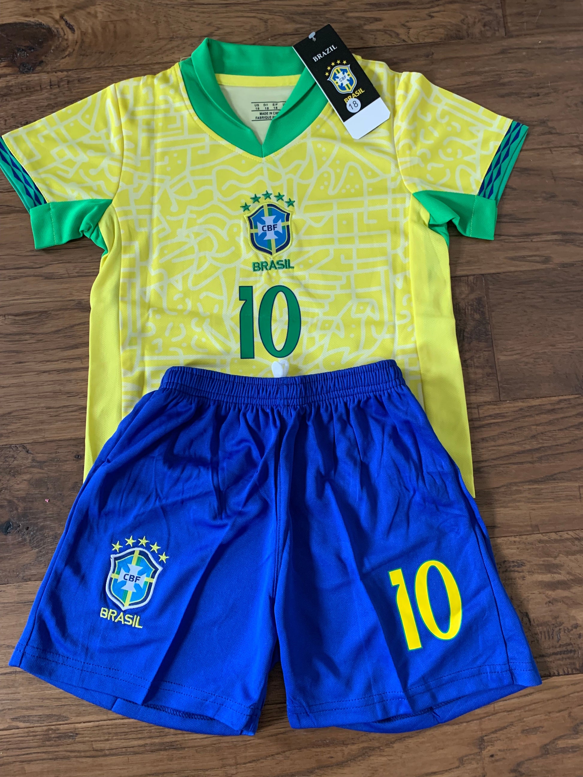 Neymar Jr Brazil Kids Soccer Jersey Set Football Youth Toddler Sizes CustomKiddos.com