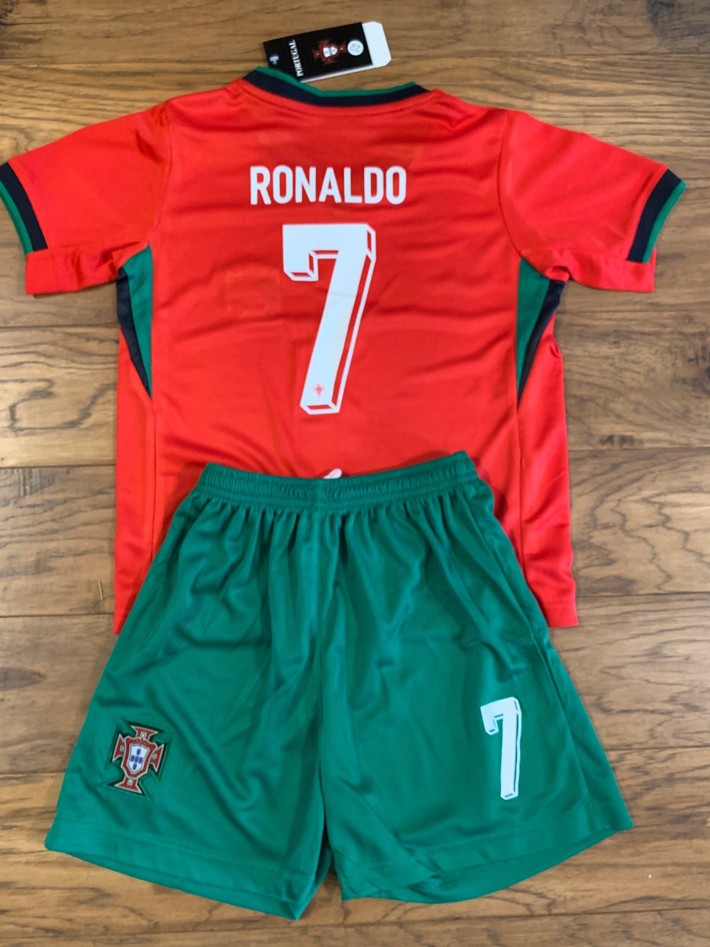 Ronaldo Portugal Home Kids Youth Soccer Jersey Kit 2 Piece Set CustomKiddos.com