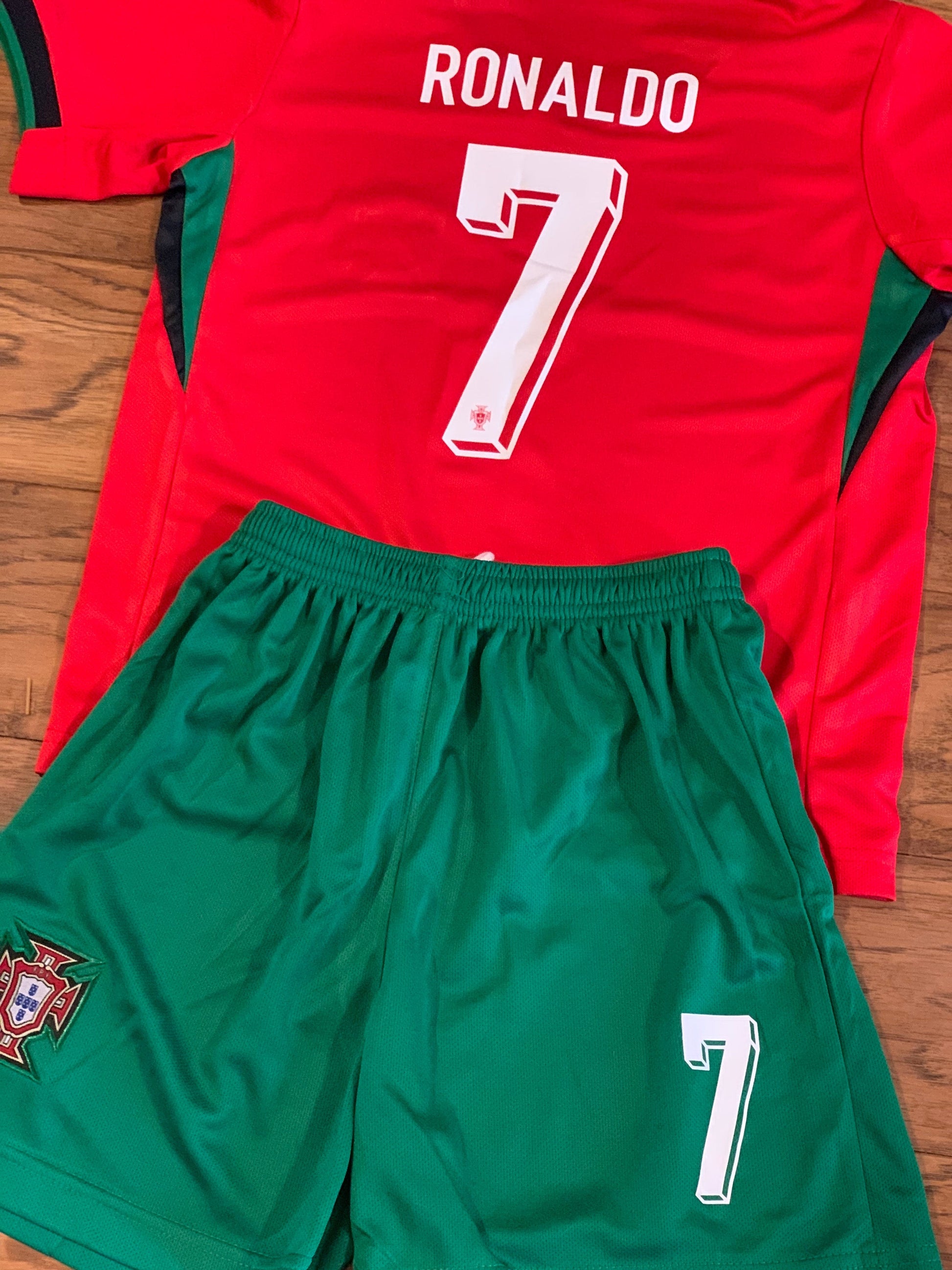 Ronaldo Portugal Home Kids Youth Soccer Jersey Kit 2 Piece Set CustomKiddos.com