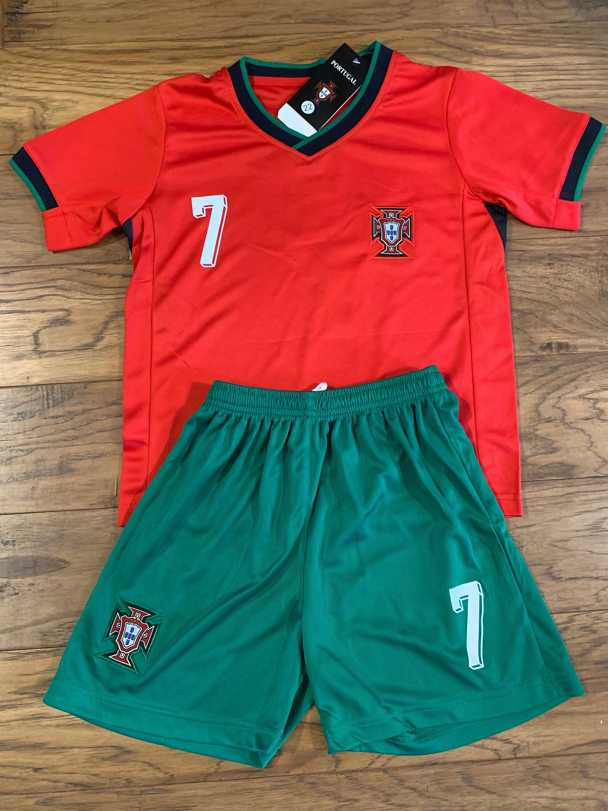 Ronaldo Portugal Home Kids Youth Soccer Jersey Kit 2 Piece Set CustomKiddos.com