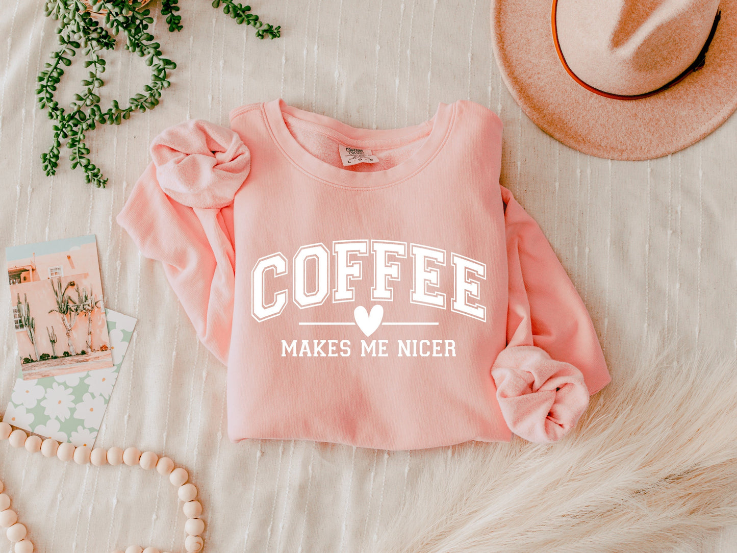 Coffee makes me nicer Garment Dyed Comfort Colors Sweatshirt Verita Culture