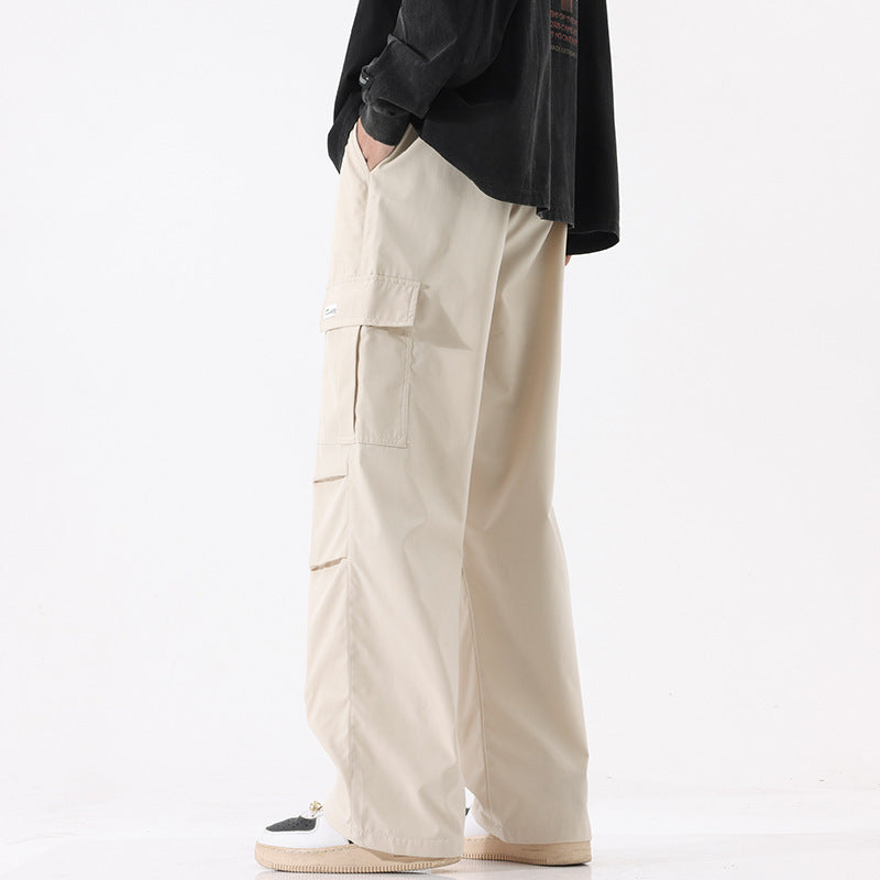 Couple American Retro High Street Fashionable Pleated Straight Cargo Pants Drip Haven