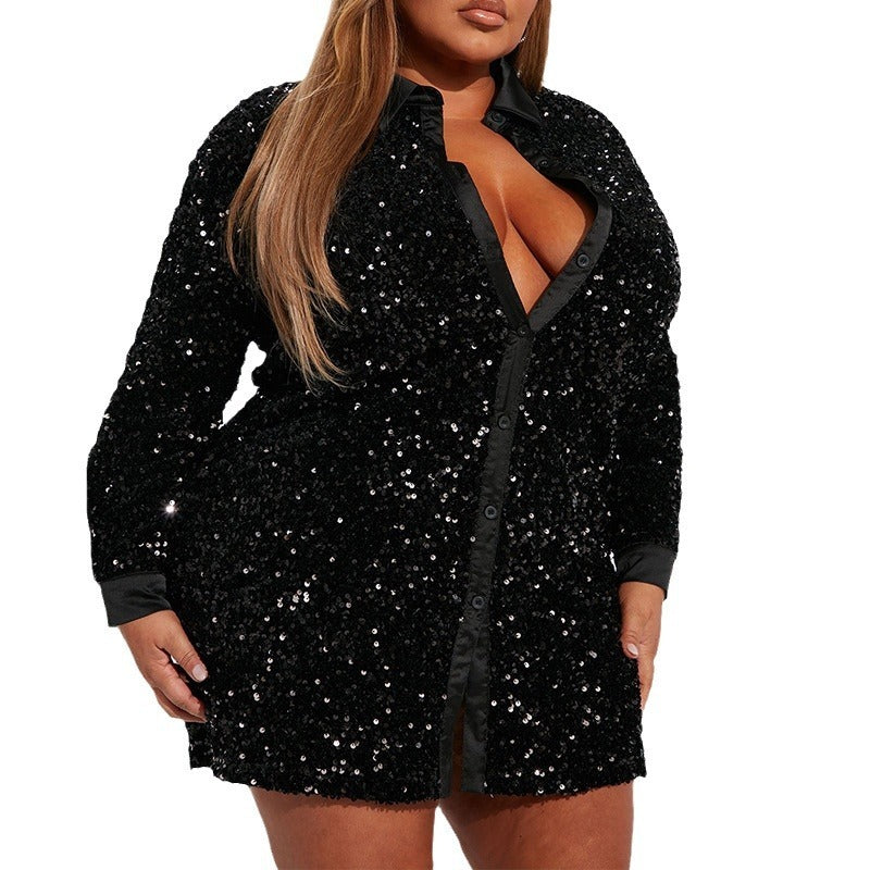 Women's Fashionable Sequins Long-sleeved Coat Drip Haven