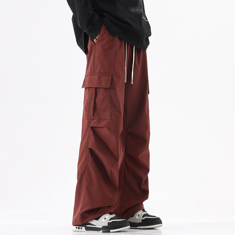 Couple American Retro High Street Fashionable Pleated Straight Cargo Pants Drip Haven
