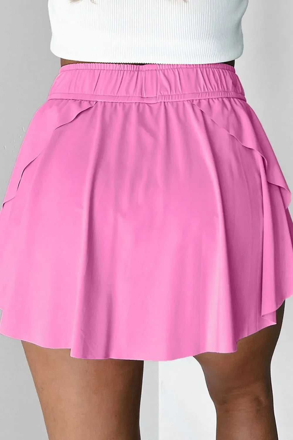 Drawstring High Waist Lined Active Skorts THRIXINE