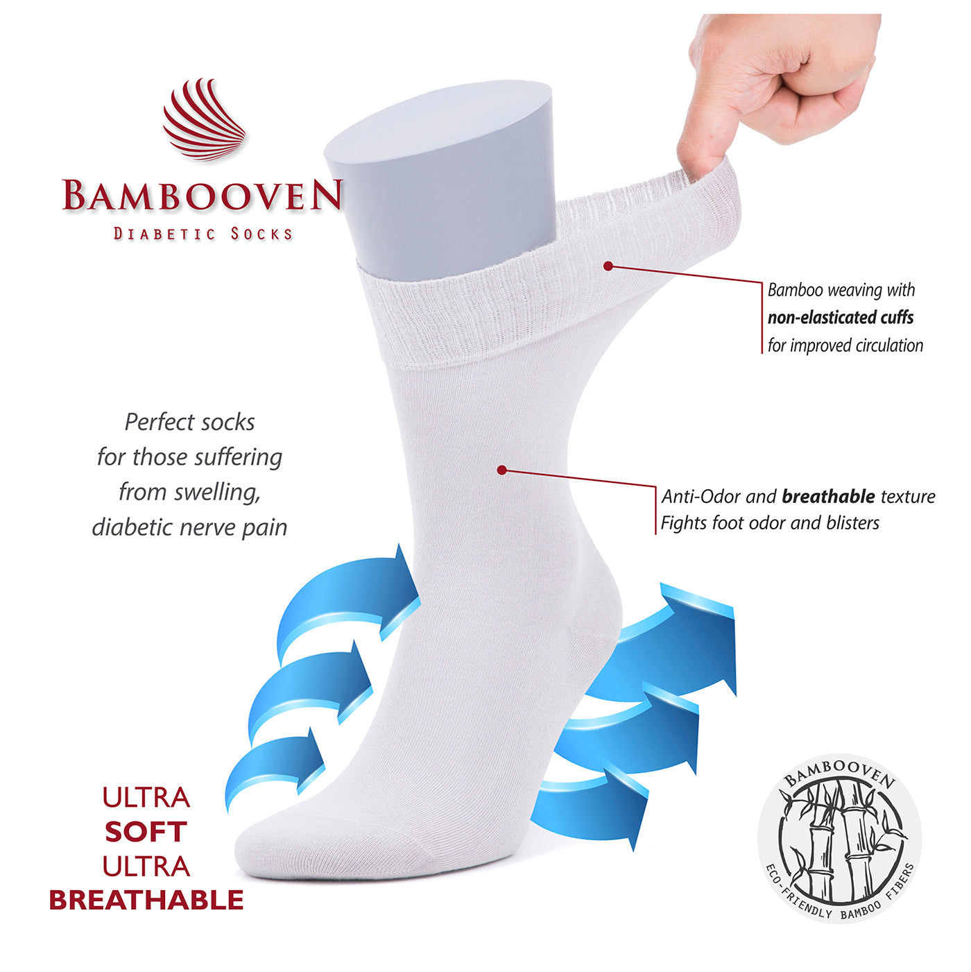 Men’s Bamboo Diabetic Socks 2-Pack - Ultra Thin Bambooven