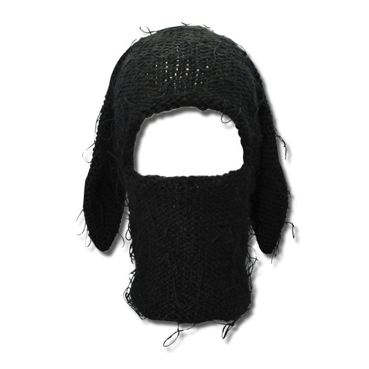 Distressed Black Bunski balaclava plushtrap