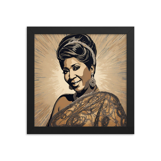 Aretha Franklin Portrait on Matte Paper Framed Poster MECHANOID LABS