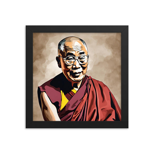Dalai Lama Portrait on Matte Paper Framed Poster MECHANOID LABS
