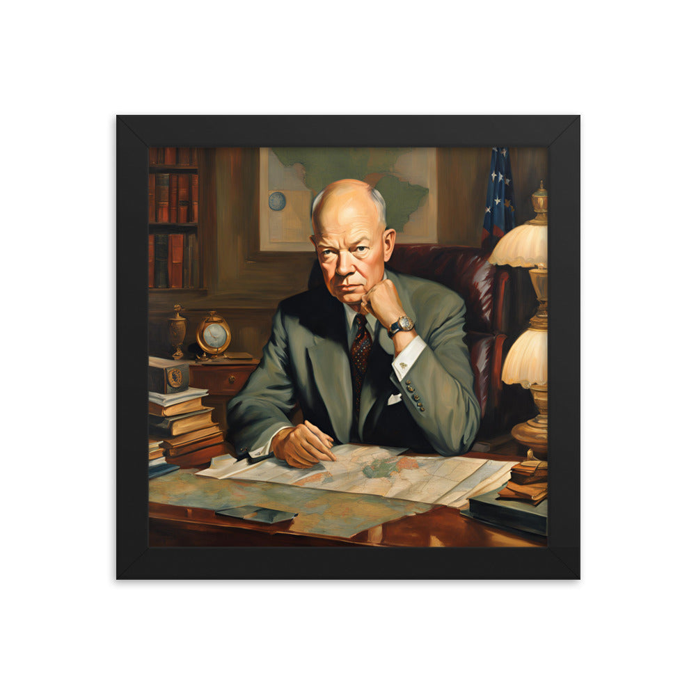 Dwight D. Eisenhower Portrait on Matte Paper Framed Poster MECHANOID LABS