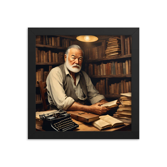 Ernest Hemingway Portrait on Matte Paper Framed Poster MECHANOID LABS