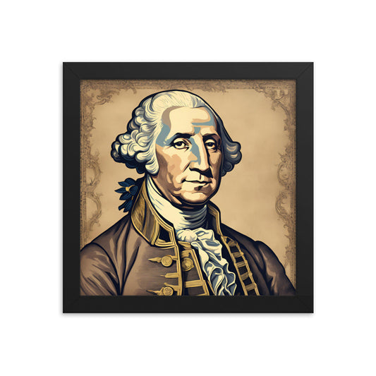 George Washington Portrait on Matte Paper Framed Poster MECHANOID LABS