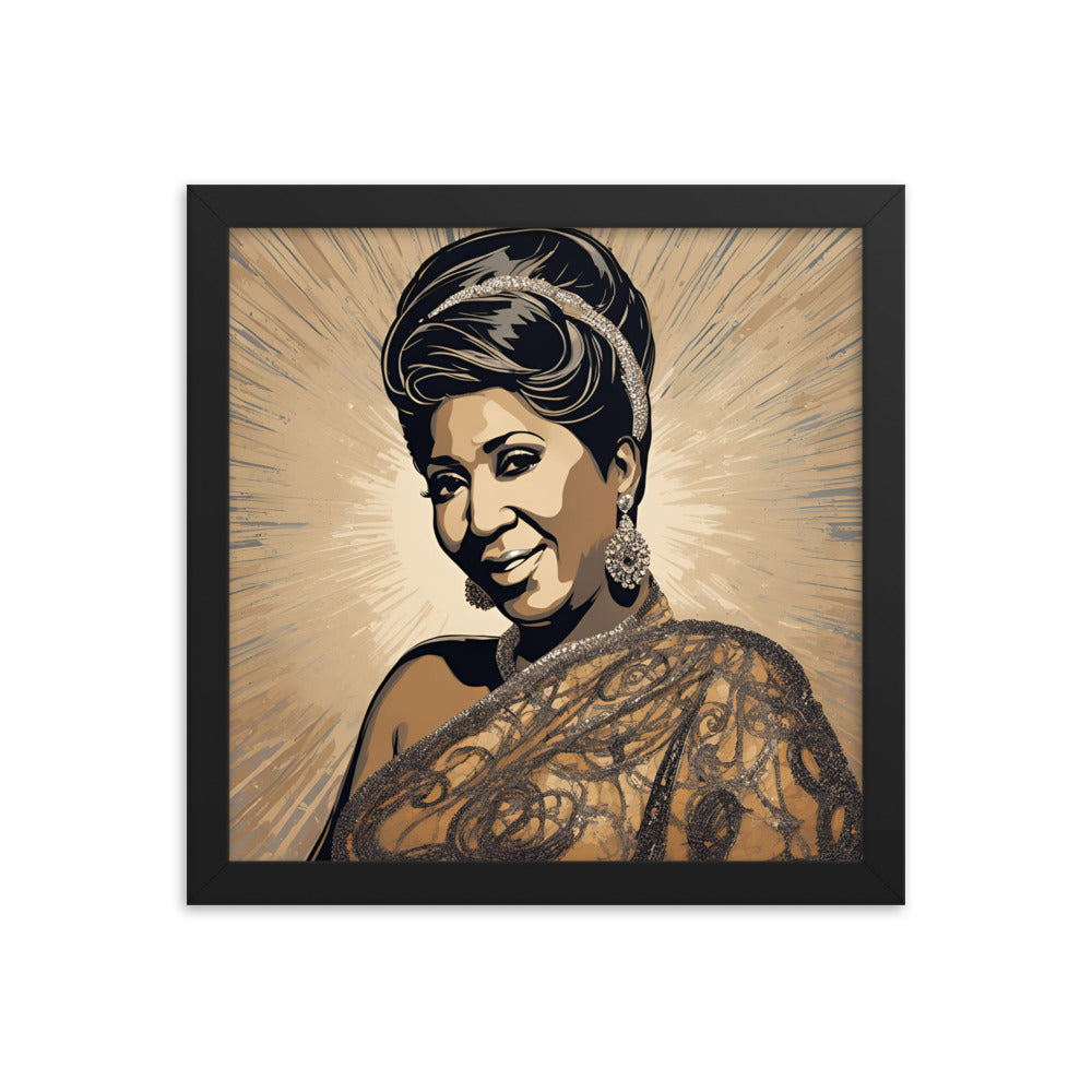 Aretha Franklin Portrait on Matte Paper Framed Poster MECHANOID LABS